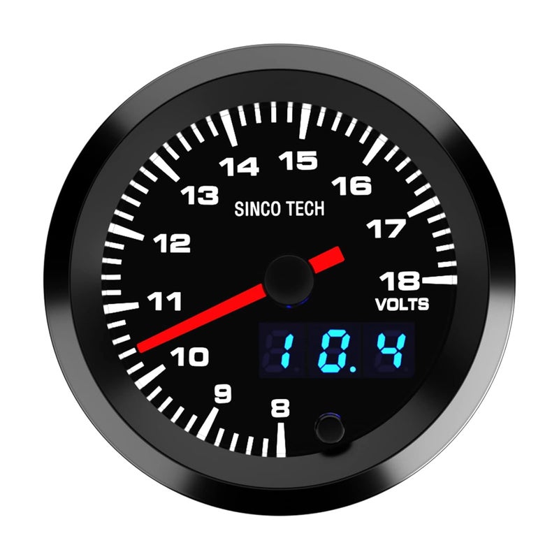 SINCO TECH 52mm Gauge Car Meter Digital Display Pointer 7 Colors Backlight 12V Universal Gauge Kit…… (Voltage Gauge) - Image 2